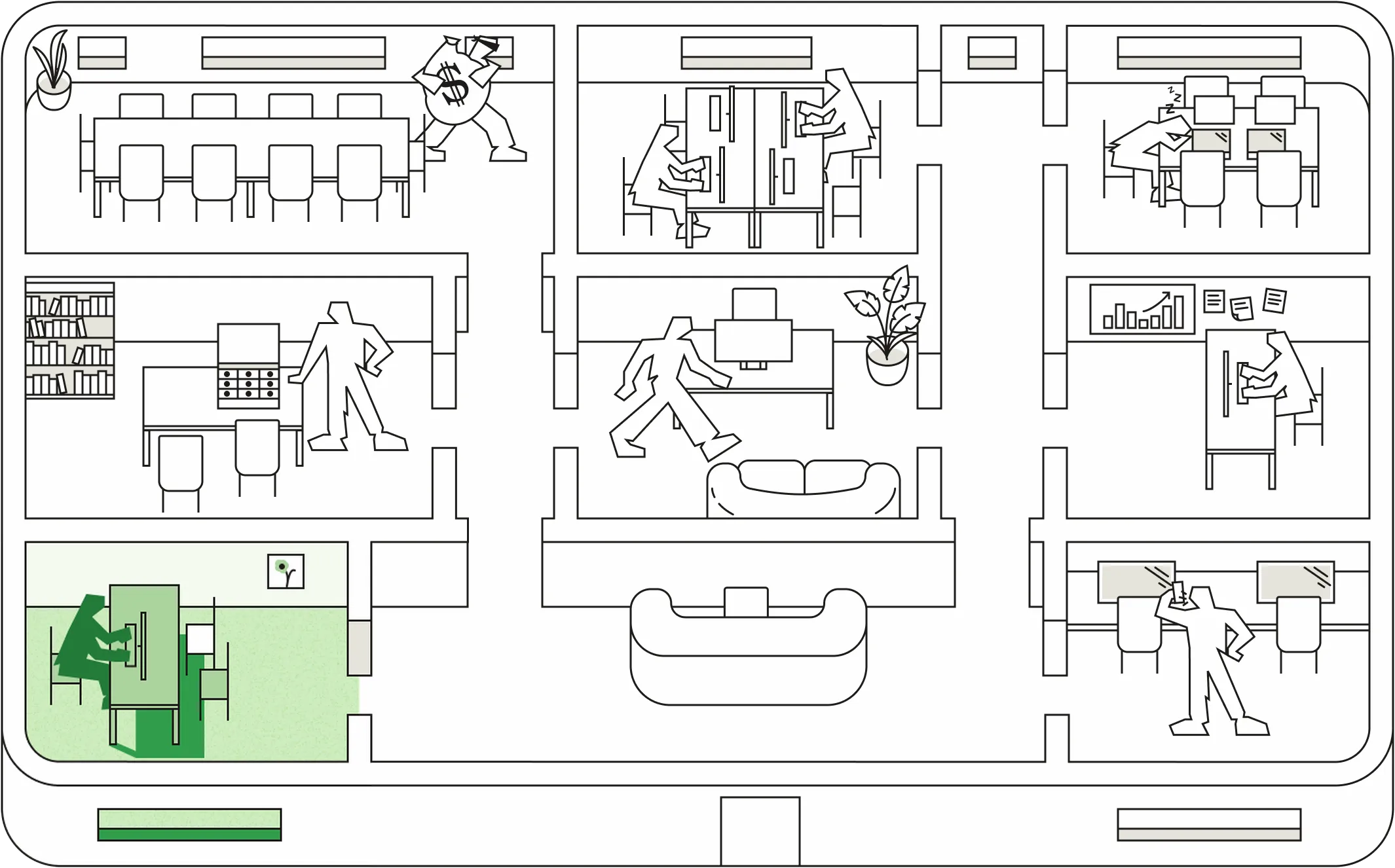 Account Opening & Recovery room highlighted on the floor plan
