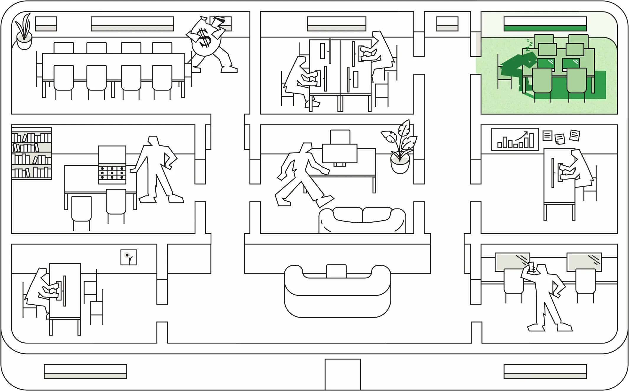 Back office operations room highlighted on the floor plan