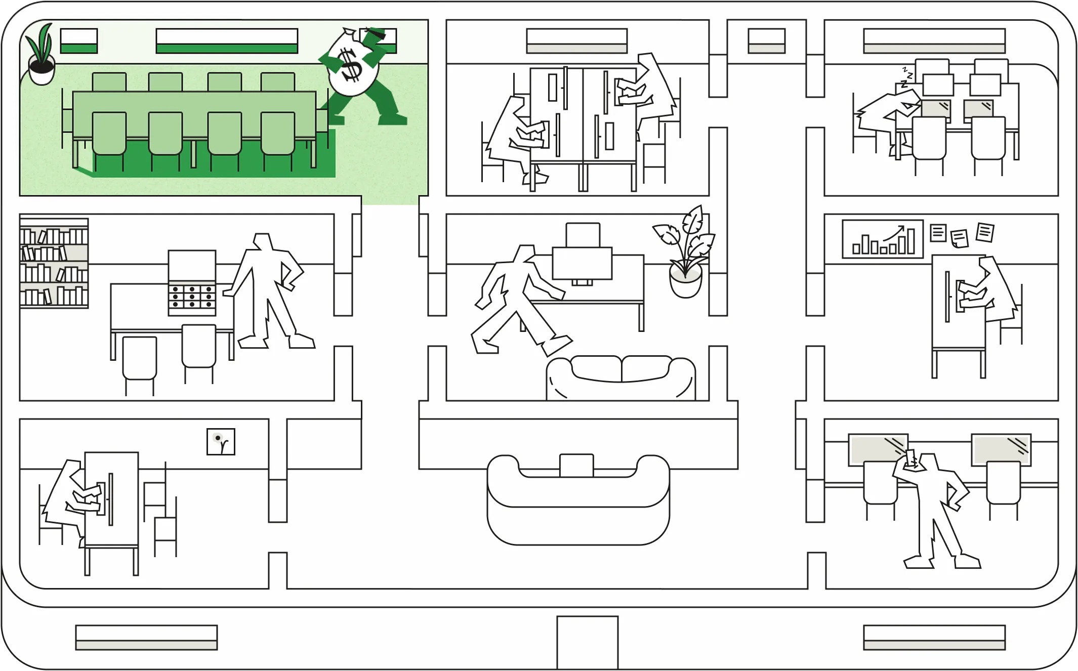 Fraud detection room highlighted on the floor plan