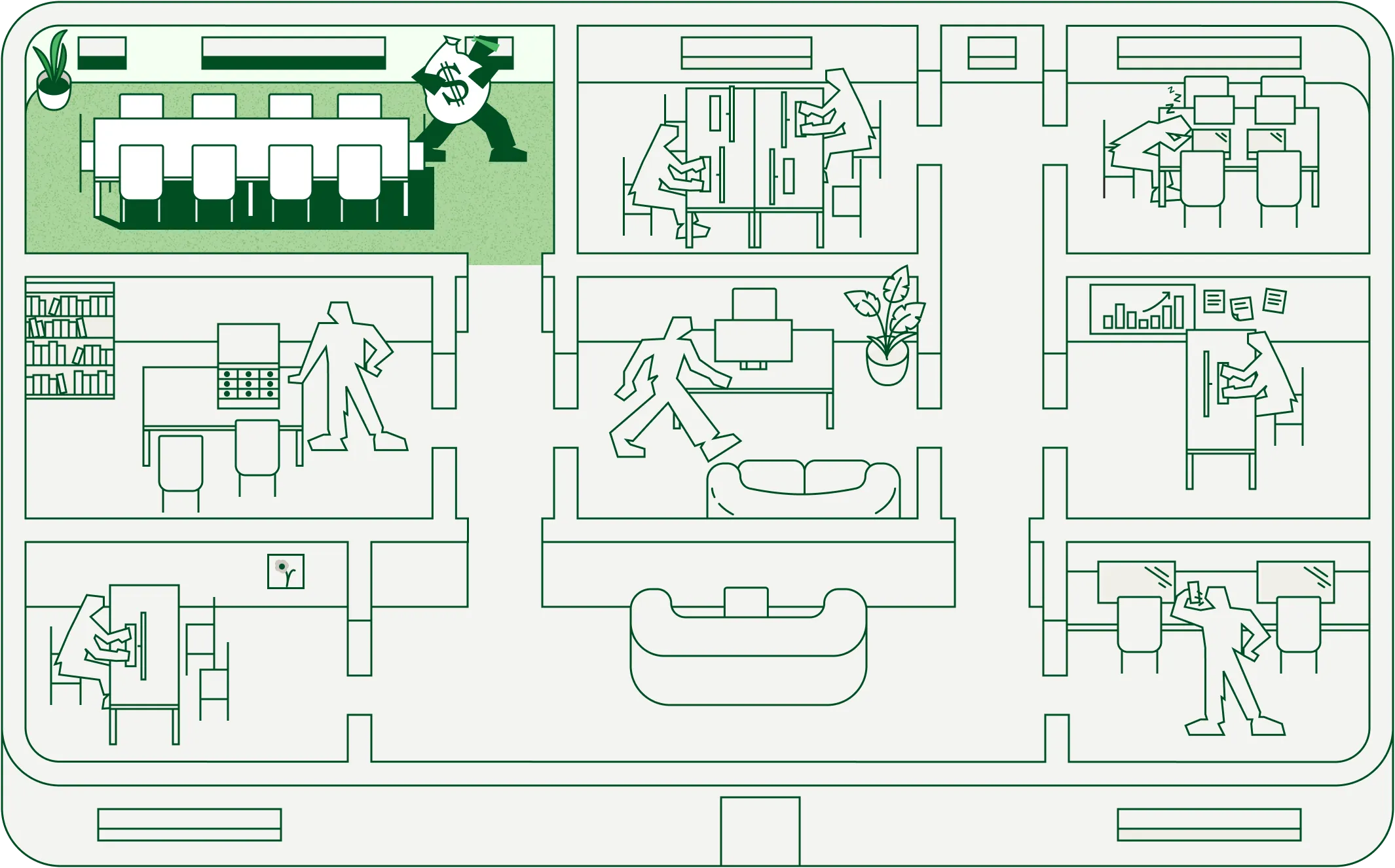 Fraud detection room highlighted on the floor plan